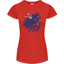 Torn New Zealand Flag Zealander Kiwi Day Womens Petite Cut T-Shirt Red