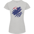 Torn New Zealand Flag Zealander Kiwi Day Womens Petite Cut T-Shirt Sports Grey
