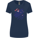 Torn New Zealand Flag Zealander Kiwi Day Womens Wider Cut T-Shirt Navy Blue