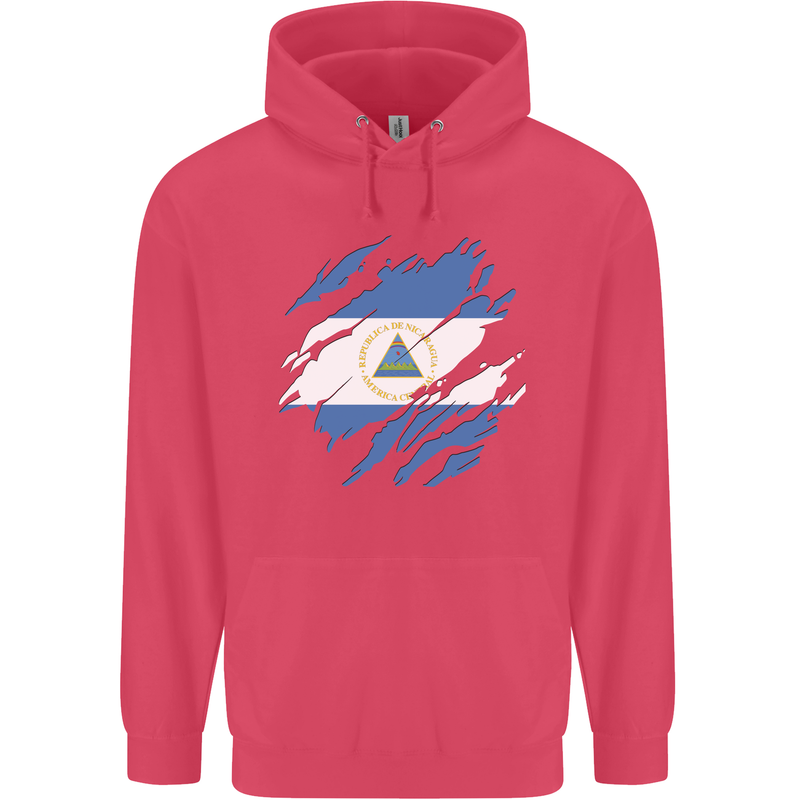 Torn Nicaragua Flag Nicaraguan Day Football Childrens Kids Hoodie Heliconia