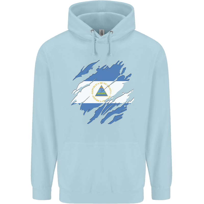 Torn Nicaragua Flag Nicaraguan Day Football Childrens Kids Hoodie Light Blue