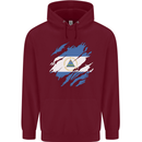 Torn Nicaragua Flag Nicaraguan Day Football Childrens Kids Hoodie Maroon
