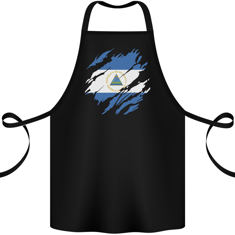 Torn Nicaragua Flag Nicaraguan Day Football Cotton Apron 100% Organic Black