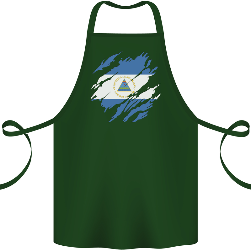 Torn Nicaragua Flag Nicaraguan Day Football Cotton Apron 100% Organic Forest Green
