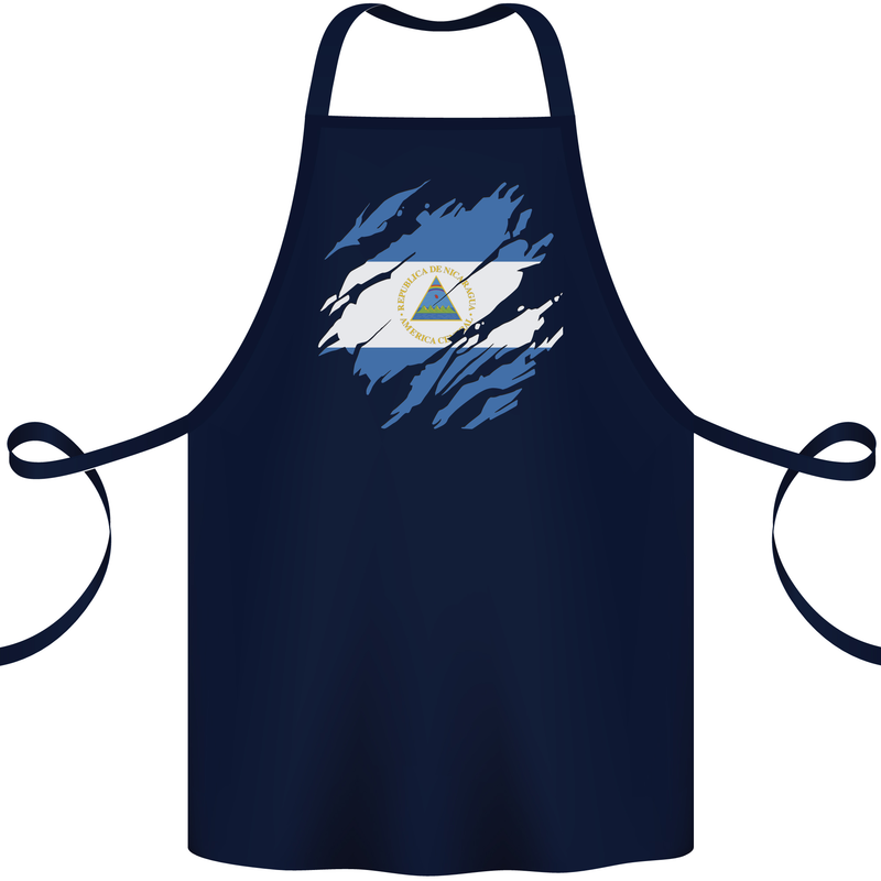 Torn Nicaragua Flag Nicaraguan Day Football Cotton Apron 100% Organic Navy Blue