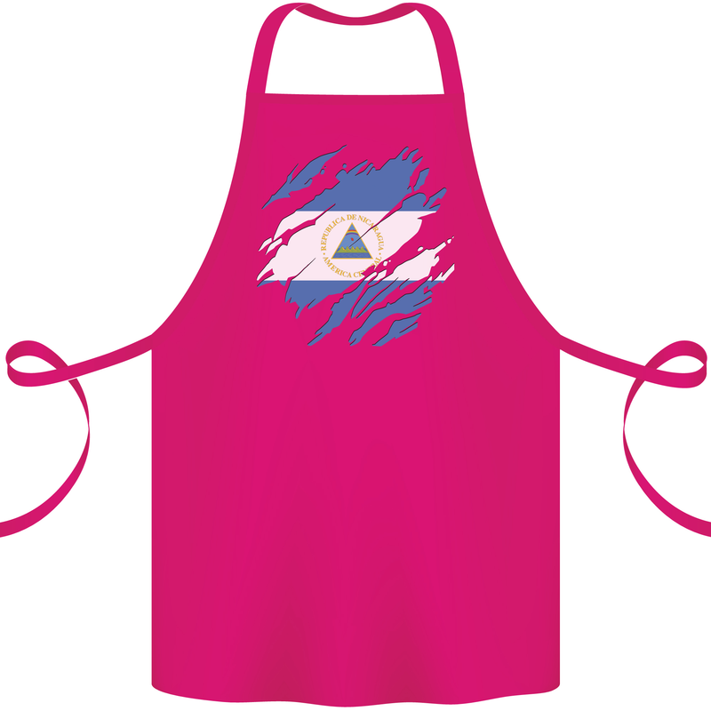 Torn Nicaragua Flag Nicaraguan Day Football Cotton Apron 100% Organic Pink