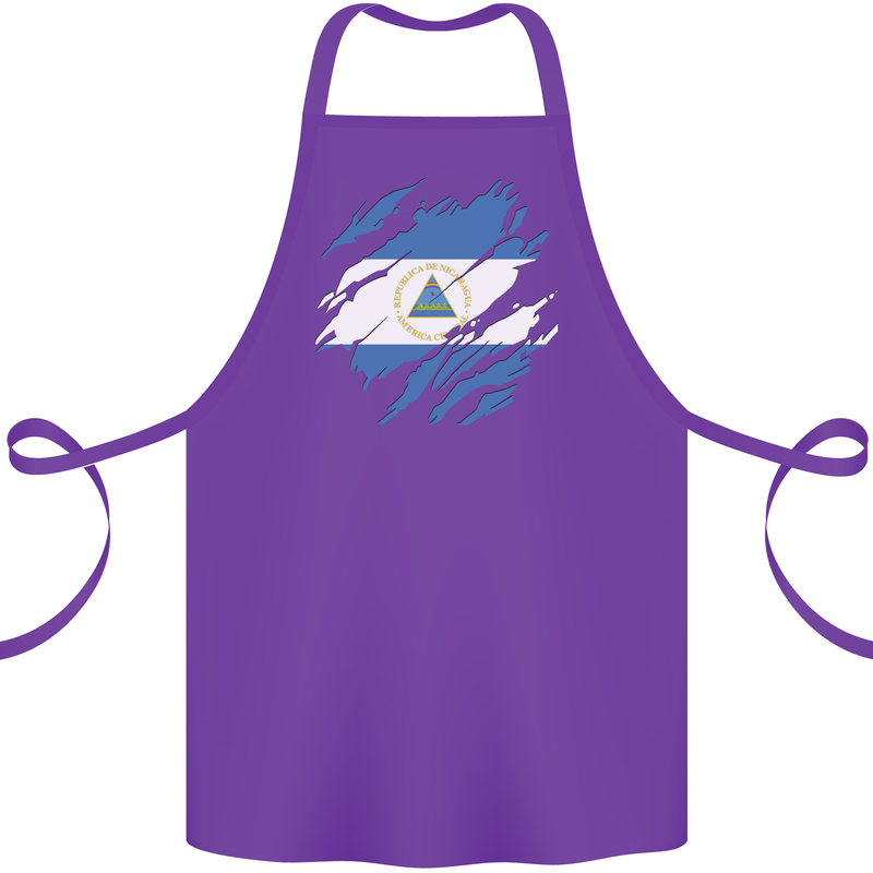 Torn Nicaragua Flag Nicaraguan Day Football Cotton Apron 100% Organic Purple