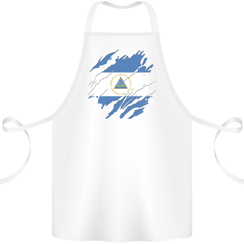 Torn Nicaragua Flag Nicaraguan Day Football Cotton Apron 100% Organic White