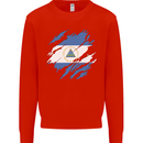 Torn Nicaragua Flag Nicaraguan Day Football Kids Sweatshirt Jumper Bright Red