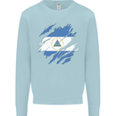 Torn Nicaragua Flag Nicaraguan Day Football Kids Sweatshirt Jumper Light Blue