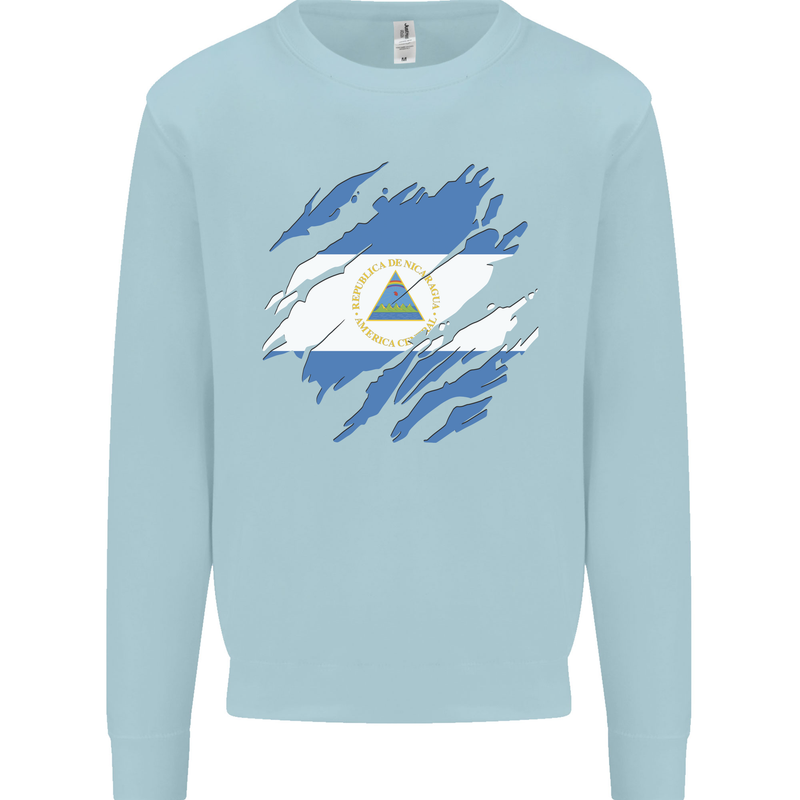 Torn Nicaragua Flag Nicaraguan Day Football Kids Sweatshirt Jumper Light Blue