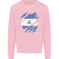 Torn Nicaragua Flag Nicaraguan Day Football Kids Sweatshirt Jumper Light Pink