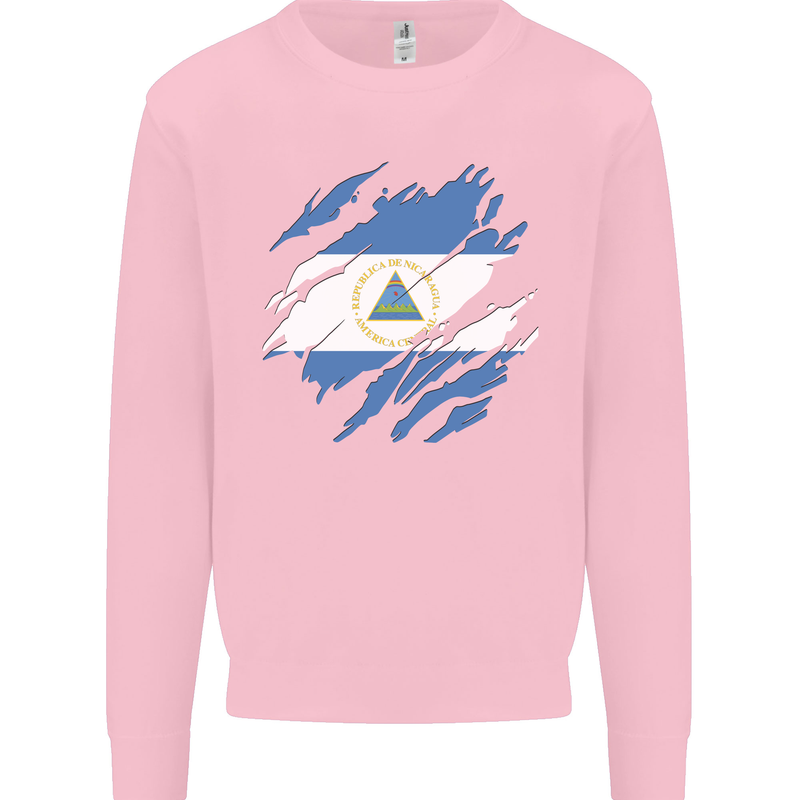 Torn Nicaragua Flag Nicaraguan Day Football Kids Sweatshirt Jumper Light Pink