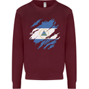 Torn Nicaragua Flag Nicaraguan Day Football Kids Sweatshirt Jumper Maroon