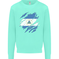 Torn Nicaragua Flag Nicaraguan Day Football Kids Sweatshirt Jumper Peppermint