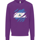 Torn Nicaragua Flag Nicaraguan Day Football Kids Sweatshirt Jumper Purple