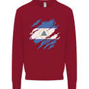 Torn Nicaragua Flag Nicaraguan Day Football Kids Sweatshirt Jumper Red
