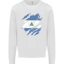 Torn Nicaragua Flag Nicaraguan Day Football Kids Sweatshirt Jumper White