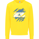 Torn Nicaragua Flag Nicaraguan Day Football Kids Sweatshirt Jumper Yellow