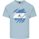 Torn Nicaragua Flag Nicaraguan Day Football Kids T-Shirt Childrens Light Blue