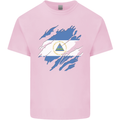 Torn Nicaragua Flag Nicaraguan Day Football Kids T-Shirt Childrens Light Pink