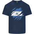 Torn Nicaragua Flag Nicaraguan Day Football Kids T-Shirt Childrens Navy Blue