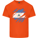 Torn Nicaragua Flag Nicaraguan Day Football Kids T-Shirt Childrens Orange