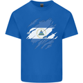 Torn Nicaragua Flag Nicaraguan Day Football Kids T-Shirt Childrens Royal Blue