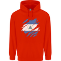 Torn Nicaragua Flag Nicaraguan Day Football Mens 80% Cotton Hoodie Bright Red
