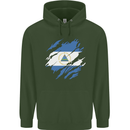 Torn Nicaragua Flag Nicaraguan Day Football Mens 80% Cotton Hoodie Forest Green