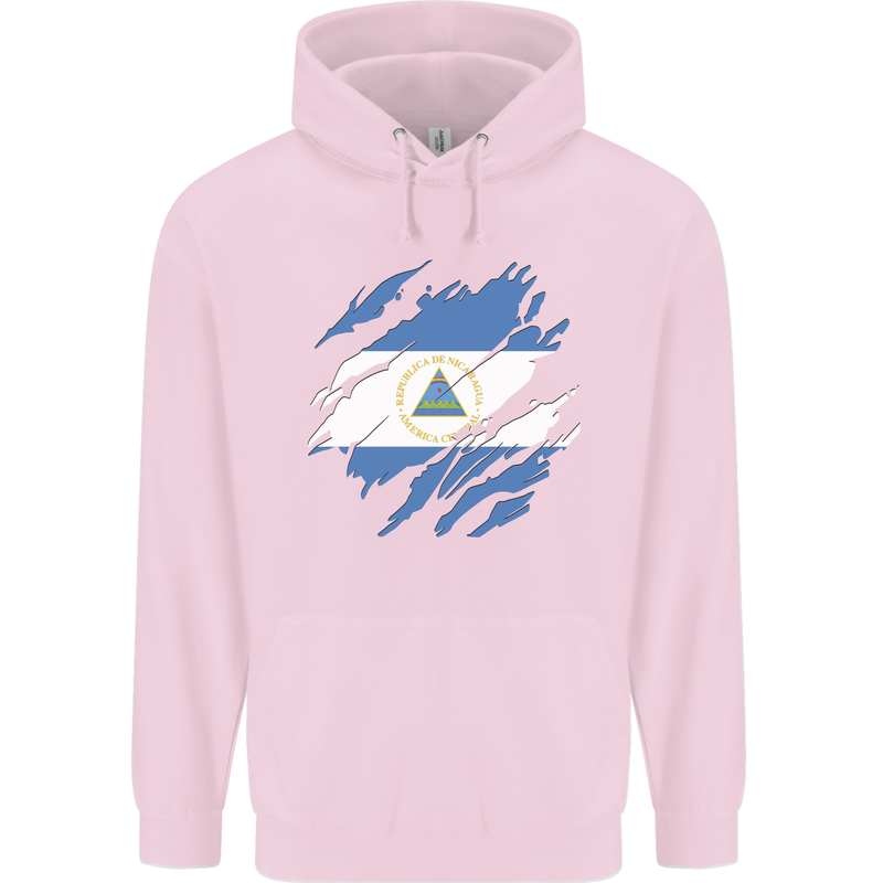 Torn Nicaragua Flag Nicaraguan Day Football Mens 80% Cotton Hoodie Light Pink