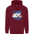 Torn Nicaragua Flag Nicaraguan Day Football Mens 80% Cotton Hoodie Maroon