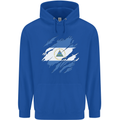 Torn Nicaragua Flag Nicaraguan Day Football Mens 80% Cotton Hoodie Royal Blue