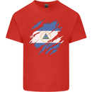 Torn Nicaragua Flag Nicaraguan Day Football Mens Cotton T-Shirt Tee Top Red