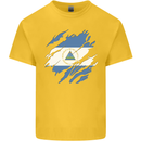 Torn Nicaragua Flag Nicaraguan Day Football Mens Cotton T-Shirt Tee Top Yellow
