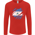 Torn Nicaragua Flag Nicaraguan Day Football Mens Long Sleeve T-Shirt Red