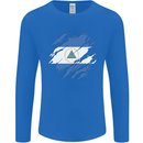 Torn Nicaragua Flag Nicaraguan Day Football Mens Long Sleeve T-Shirt Royal Blue