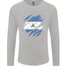 Torn Nicaragua Flag Nicaraguan Day Football Mens Long Sleeve T-Shirt Sports Grey