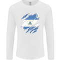 Torn Nicaragua Flag Nicaraguan Day Football Mens Long Sleeve T-Shirt White