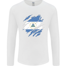 Torn Nicaragua Flag Nicaraguan Day Football Mens Long Sleeve T-Shirt White