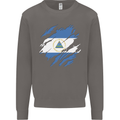 Torn Nicaragua Flag Nicaraguan Day Football Mens Sweatshirt Jumper Charcoal