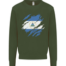 Torn Nicaragua Flag Nicaraguan Day Football Mens Sweatshirt Jumper Forest Green