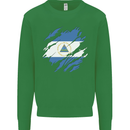 Torn Nicaragua Flag Nicaraguan Day Football Mens Sweatshirt Jumper Irish Green