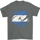 Torn Nicaragua Flag Nicaraguan Day Football Mens T-Shirt 100% Cotton Charcoal