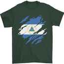 Torn Nicaragua Flag Nicaraguan Day Football Mens T-Shirt 100% Cotton Forest Green
