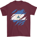 Torn Nicaragua Flag Nicaraguan Day Football Mens T-Shirt 100% Cotton Maroon