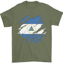 Torn Nicaragua Flag Nicaraguan Day Football Mens T-Shirt 100% Cotton Military Green