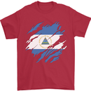 Torn Nicaragua Flag Nicaraguan Day Football Mens T-Shirt 100% Cotton Red