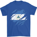 Torn Nicaragua Flag Nicaraguan Day Football Mens T-Shirt 100% Cotton Royal Blue