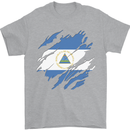 Torn Nicaragua Flag Nicaraguan Day Football Mens T-Shirt 100% Cotton Sports Grey